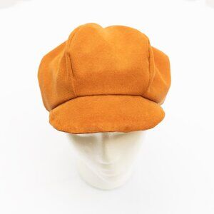 Orange Velvet Like Newsboy Cap Hat Youth-Adult Small